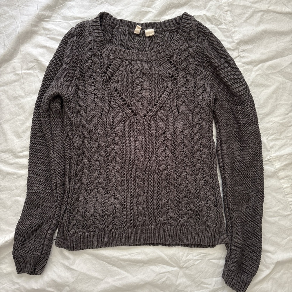 Moth Women's Cable Knit Sweater - Dark Gray
